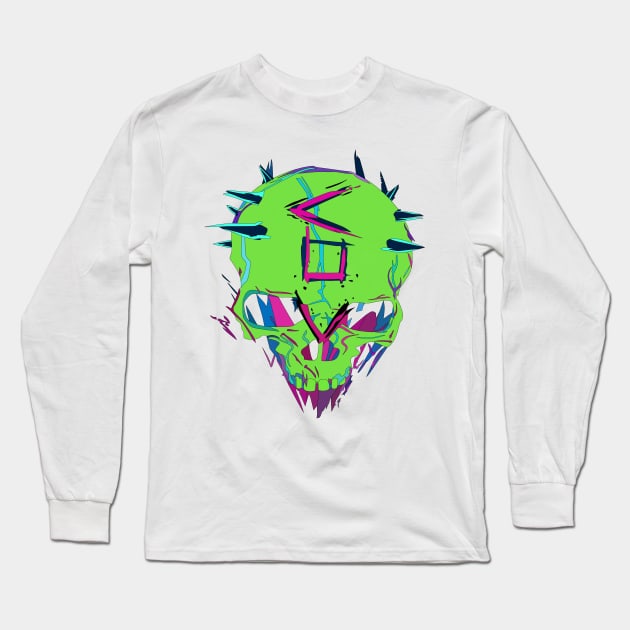 Neon skull Long Sleeve T-Shirt by Rasheba
